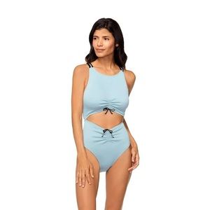 — 2/$5 — Reebok Drawstring Cutout One-Piece Racerback Swimsuit